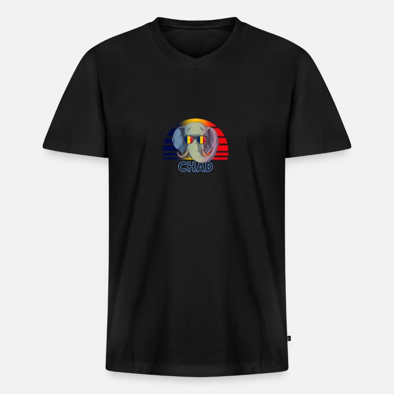 Tschad - Männer Premium Bio T-Shirt mit V-Ausschnitt - Schwarz