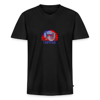 Taiwan - T-shirt encolure en V Premium bio Homme - noir - Devant - Nico (187cm)