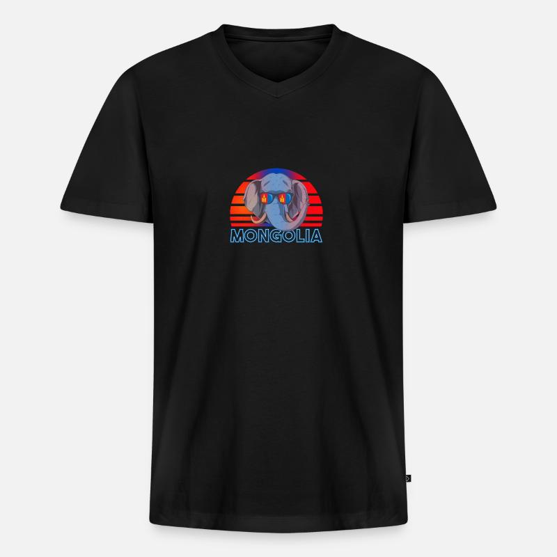 Mongolei - Männer Premium Bio T-Shirt mit V-Ausschnitt - Schwarz