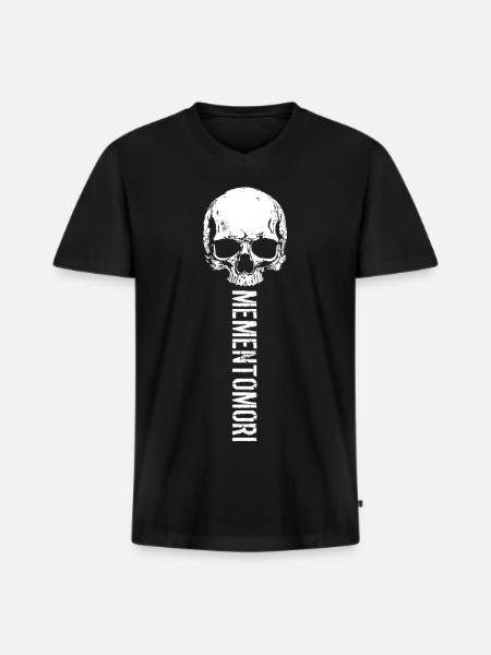 Schädelkunst Memento Mori - Männer Premium Bio T-Shirt mit V-Ausschnitt - Schwarz
