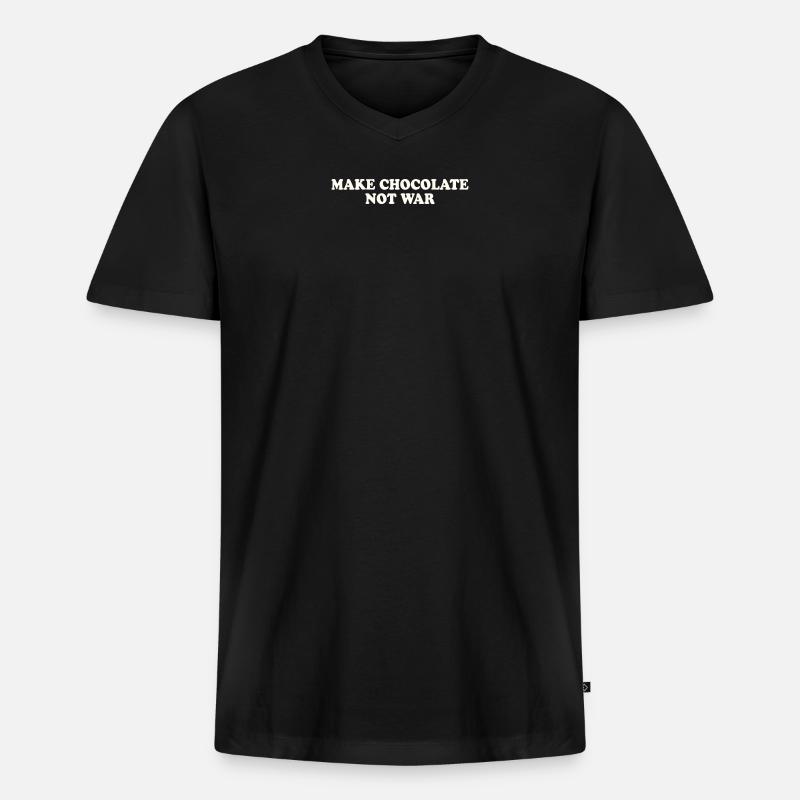 MAKE CHOCOLATE NOT WAR - Männer Premium Bio T-Shirt mit V-Ausschnitt - Schwarz