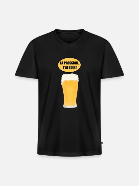 La pression… J’la bois ! - T-shirt encolure en V Premium bio Homme - noir