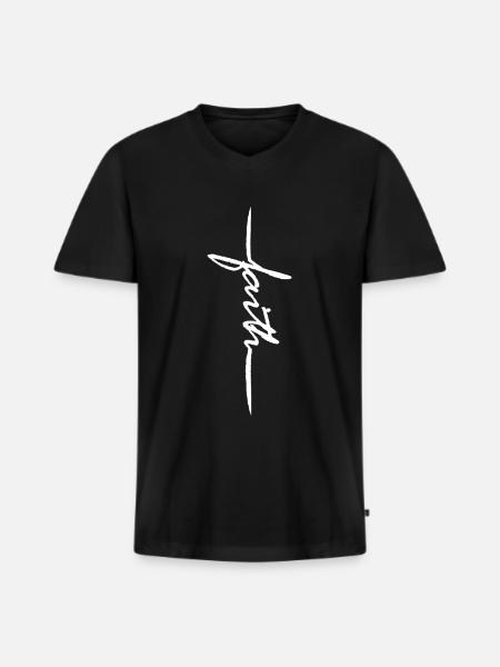 Faith - Männer Premium Bio T-Shirt mit V-Ausschnitt - Schwarz