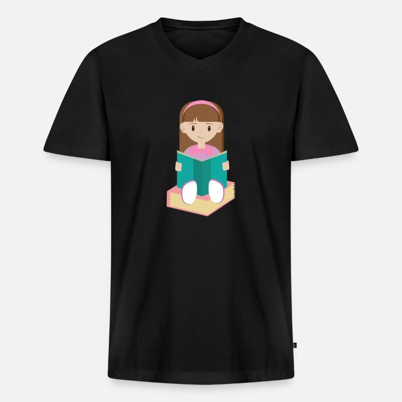 Schulanfang Maedchen 03 0225 - Männer Premium Bio T-Shirt mit V-Ausschnitt - Schwarz