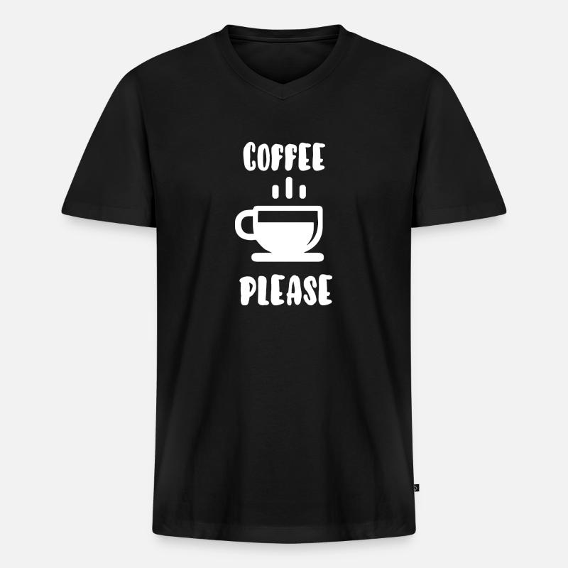 Kaffee bitte - Männer Premium Bio T-Shirt mit V-Ausschnitt - Schwarz