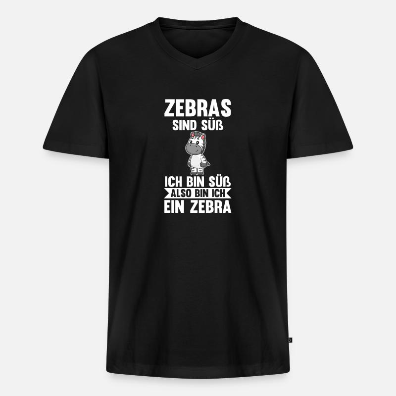 Zebra - Männer Premium Bio T-Shirt mit V-Ausschnitt - Schwarz
