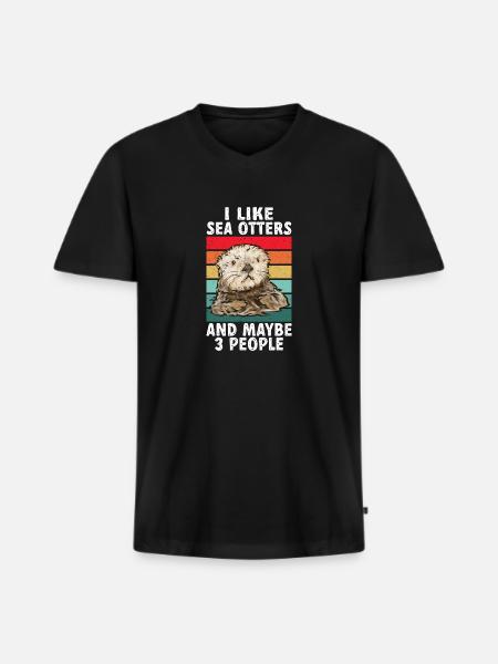 Seeotter - Männer Premium Bio T-Shirt mit V-Ausschnitt - Schwarz