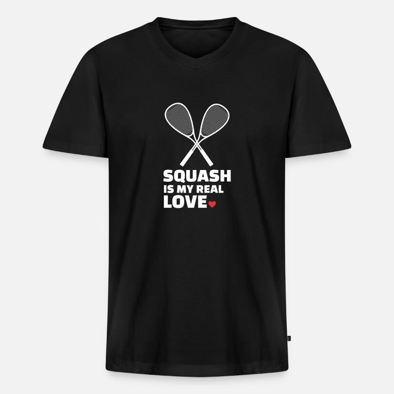 Ich Liebe Squash - Männer Premium Bio T-Shirt mit V-Ausschnitt - Schwarz
