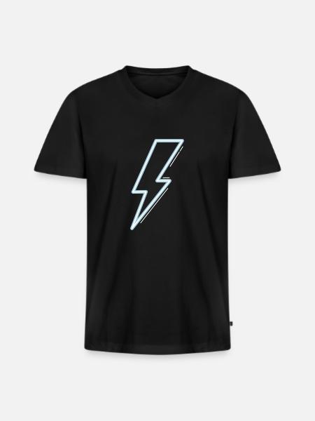 Neon blue flash light - T-shirt encolure en V Premium bio Homme - noir