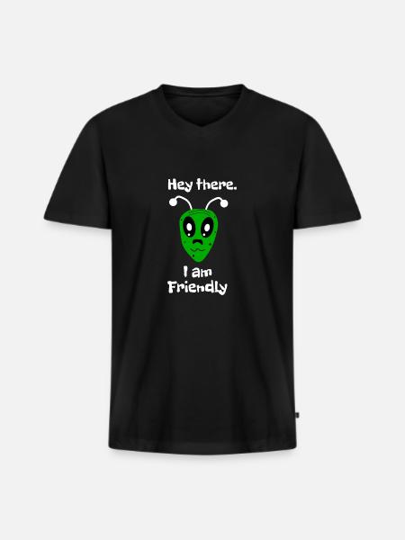 Hey there I'm friendly - Men's Premium Organic T-shirt with V-neck - black