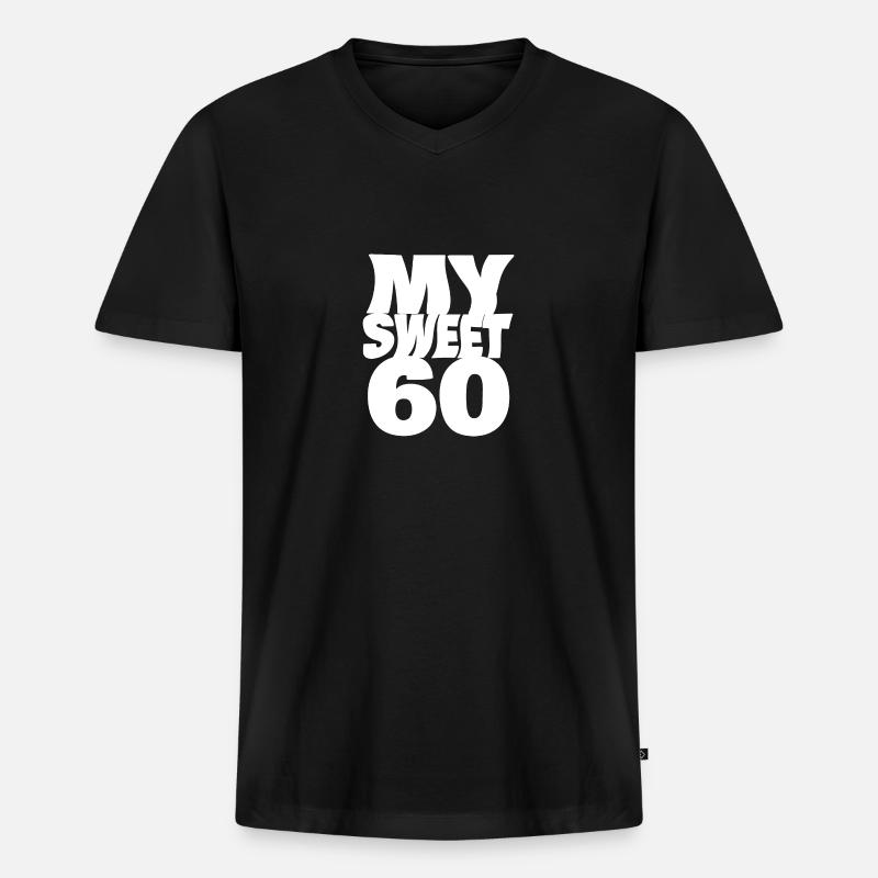 Süß 60 - Männer Premium Bio T-Shirt mit V-Ausschnitt - Schwarz