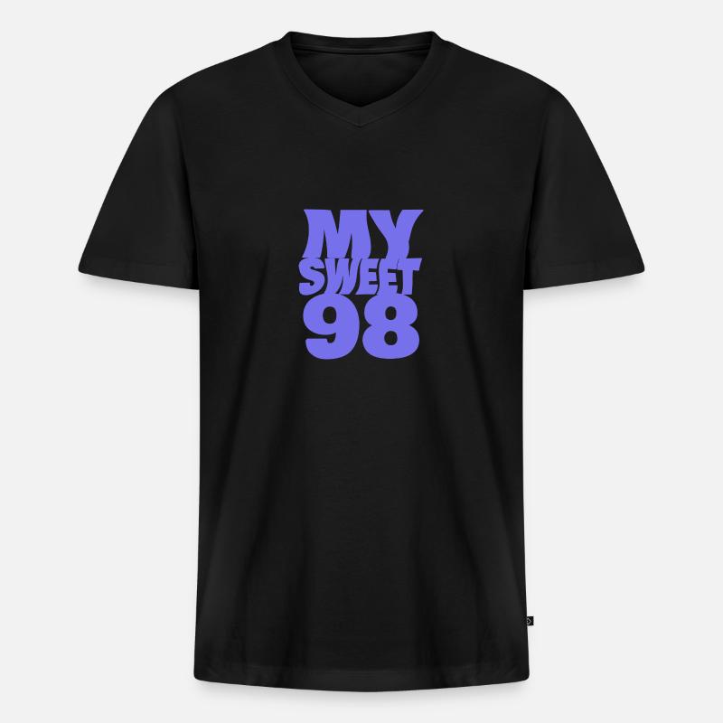 98 - Männer Premium Bio T-Shirt mit V-Ausschnitt - Schwarz