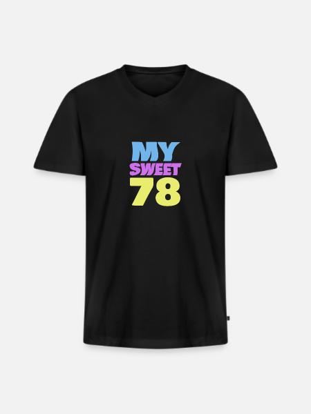 78 - T-shirt encolure en V Premium bio Homme - noir
