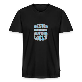 Vocation Drechsler - Men's Premium Organic T-shirt with V-neck - black - Front - Nico (187cm)