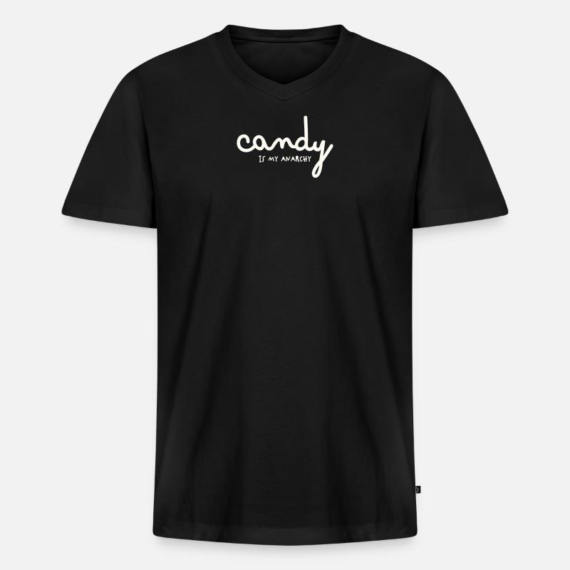 CANDY IS MY ANARCHY - Männer Premium Bio T-Shirt mit V-Ausschnitt - Schwarz