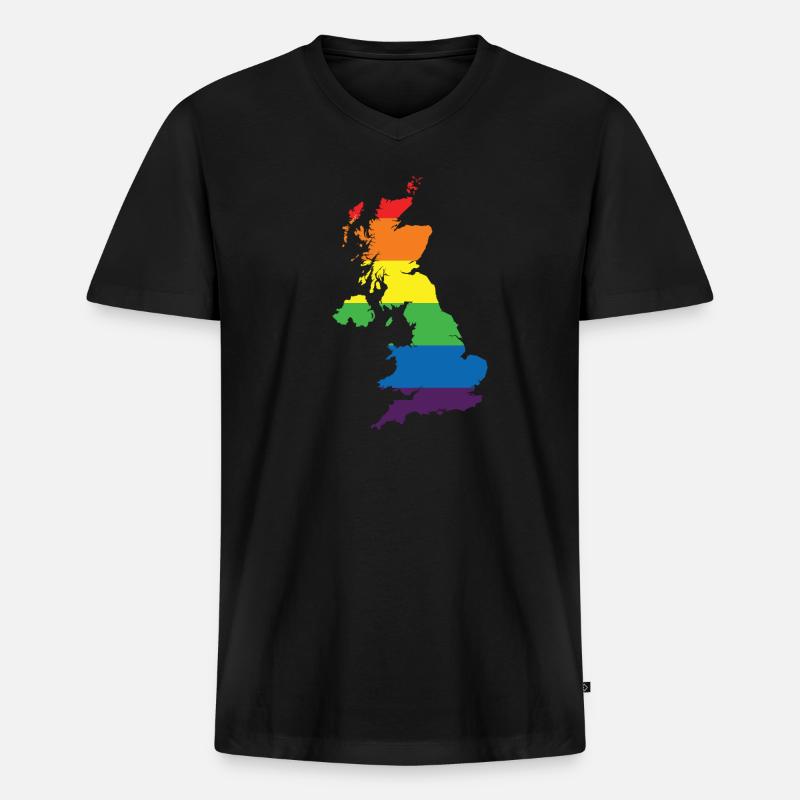 Rainbow Connection Embrace, Happy Pride - Männer Premium Bio T-Shirt mit V-Ausschnitt - Schwarz
