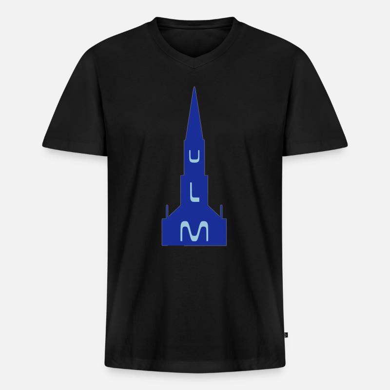ulm - Männer Premium Bio T-Shirt mit V-Ausschnitt - Schwarz