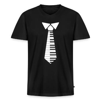 Niedliches Klavier für Männer Frauen Klavierkrawatte Keyboarder - Männer Premium Bio T-Shirt mit V-Ausschnitt - Schwarz - Vorne - Nico (187cm)