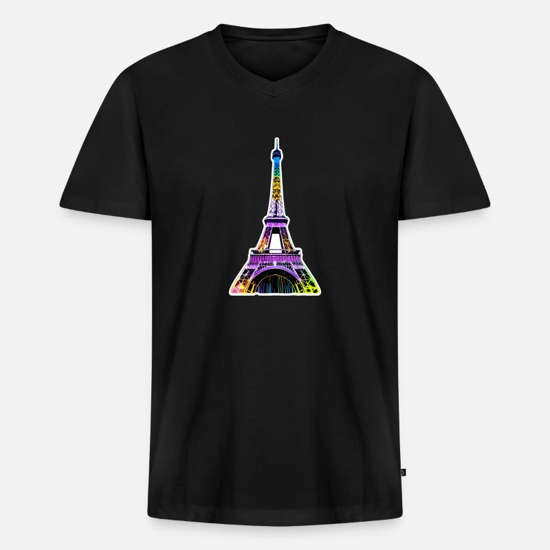 Eiffelturm #5 - Männer Premium Bio T-Shirt mit V-Ausschnitt - Schwarz