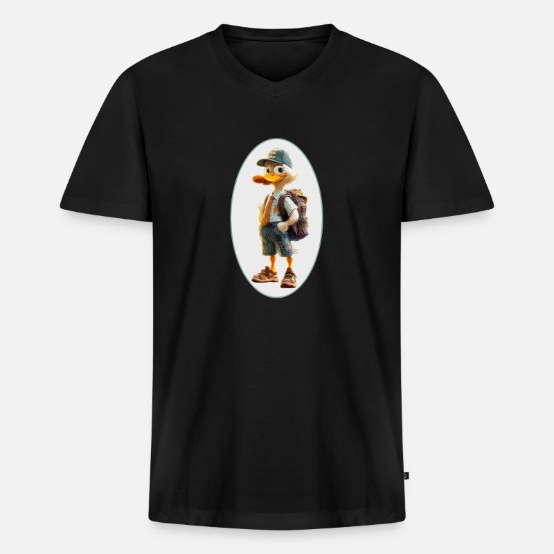 Ente - Männer Premium Bio T-Shirt mit V-Ausschnitt - Schwarz