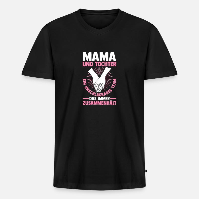 Mama Und Tochter - Männer Premium Bio T-Shirt mit V-Ausschnitt - Schwarz