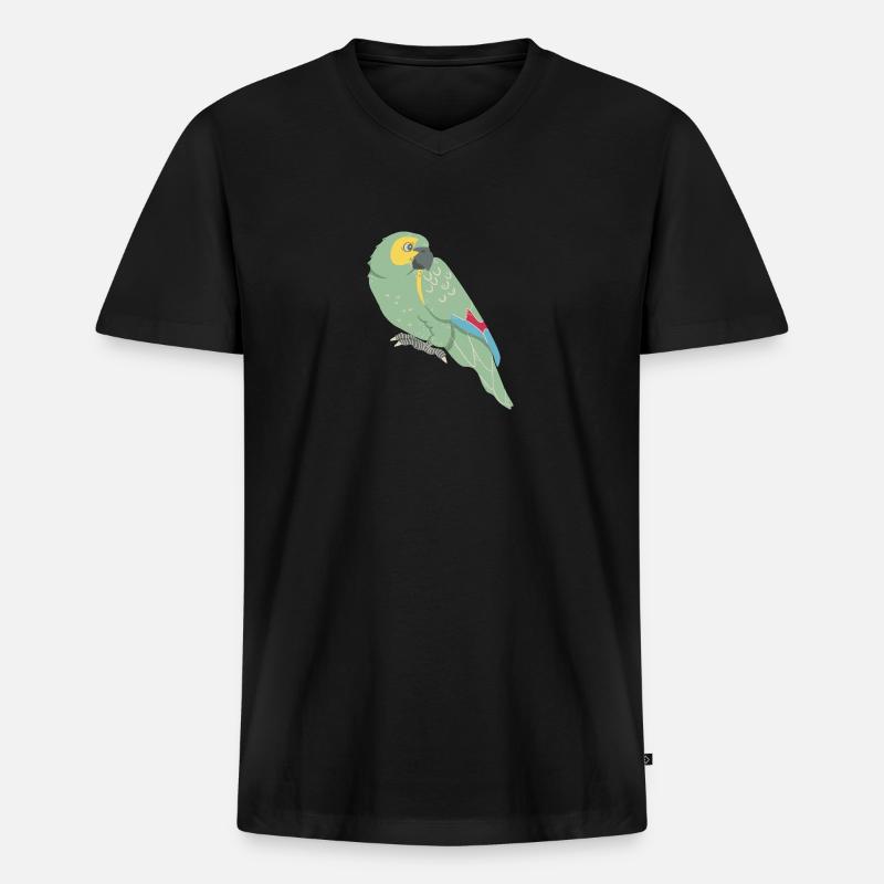 Papagei: Blaustirnamazone - Männer Premium Bio T-Shirt mit V-Ausschnitt - Schwarz