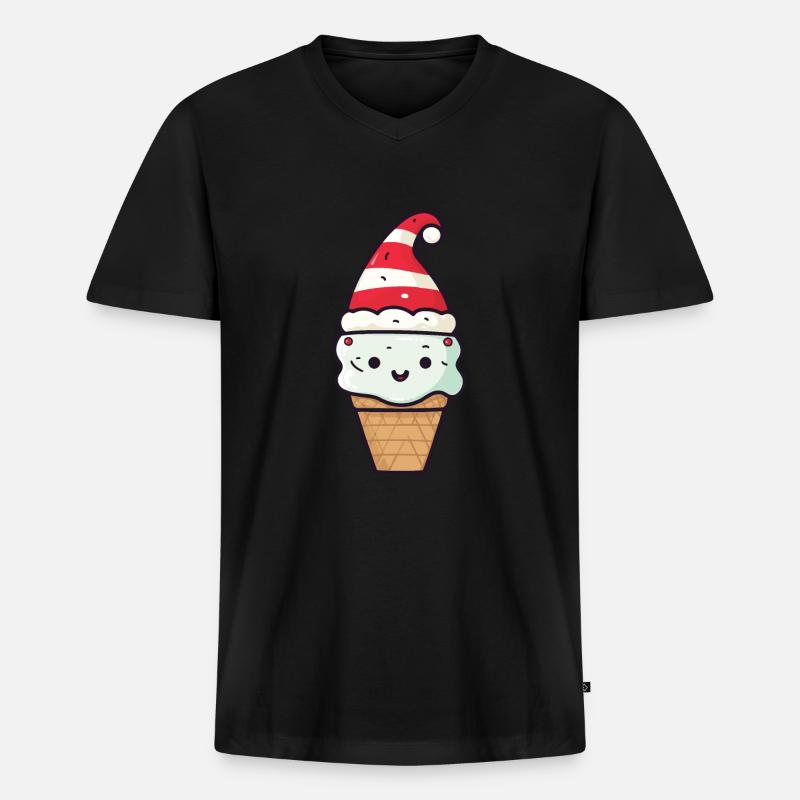 Eiskreme Weihnachten Comic - Männer Premium Bio T-Shirt mit V-Ausschnitt - Schwarz