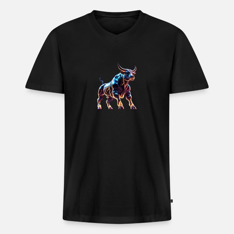 Stier - Männer Premium Bio T-Shirt mit V-Ausschnitt - Schwarz