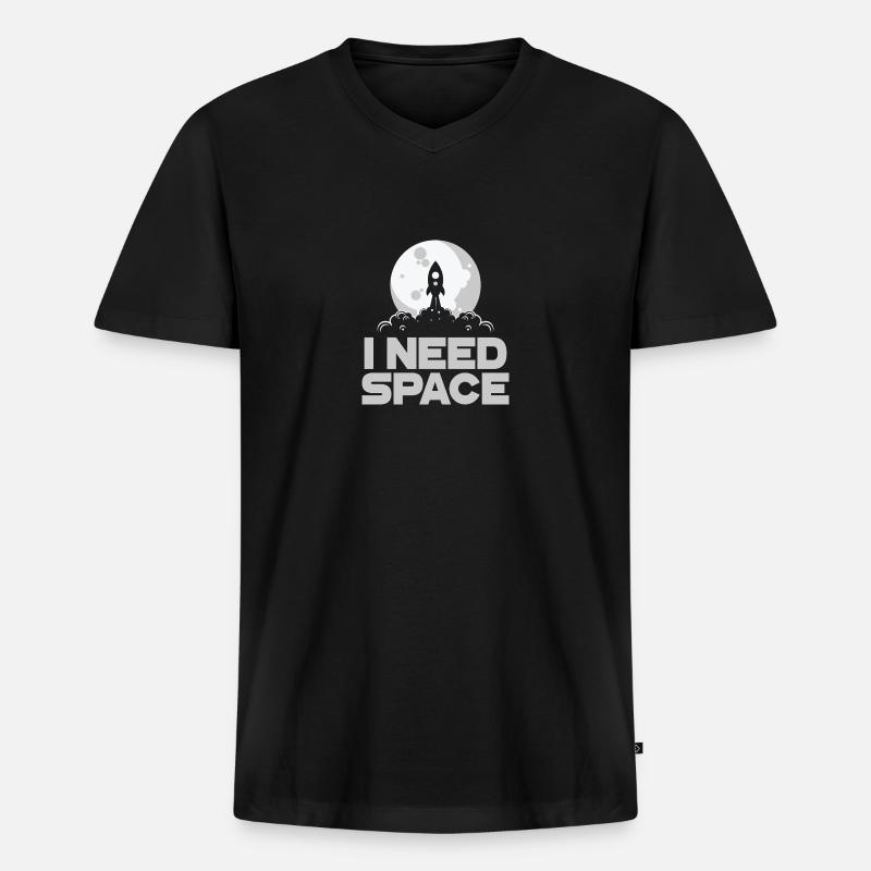 I NEED SPACE - Männer Premium Bio T-Shirt mit V-Ausschnitt - Schwarz
