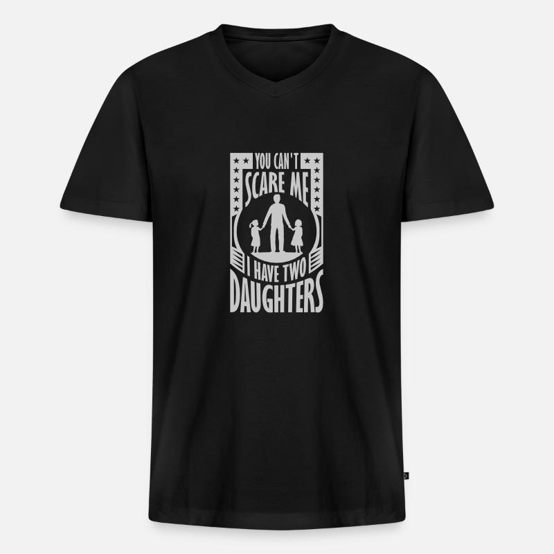 I have two daughters - Männer Premium Bio T-Shirt mit V-Ausschnitt - Schwarz