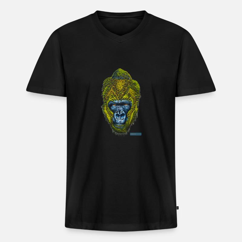 Gorilla - Männer Premium Bio T-Shirt mit V-Ausschnitt - Schwarz