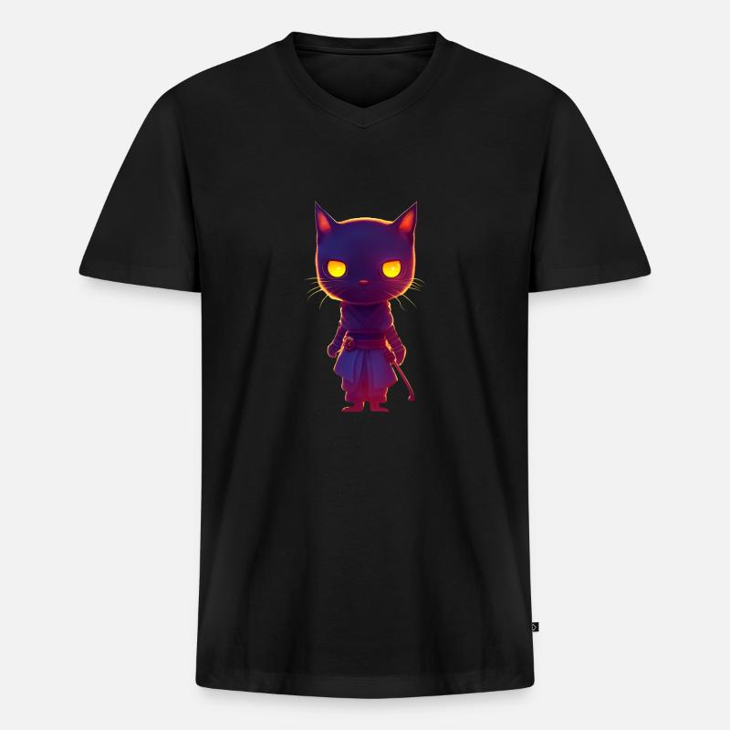 Assassin Stealth Cat - Männer Premium Bio T-Shirt mit V-Ausschnitt - Schwarz
