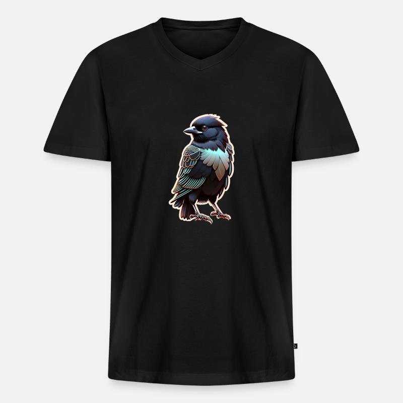 Schwarzer Rabe - Vogel - Männer Premium Bio T-Shirt mit V-Ausschnitt - Schwarz
