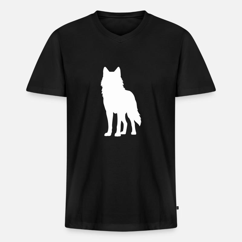 wolf 1 - Männer Premium Bio T-Shirt mit V-Ausschnitt - Schwarz