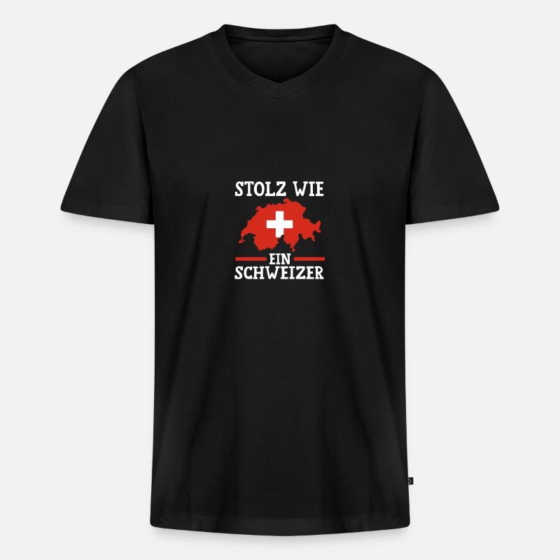 Schweizer Schweiz - Männer Premium Bio T-Shirt mit V-Ausschnitt - Schwarz