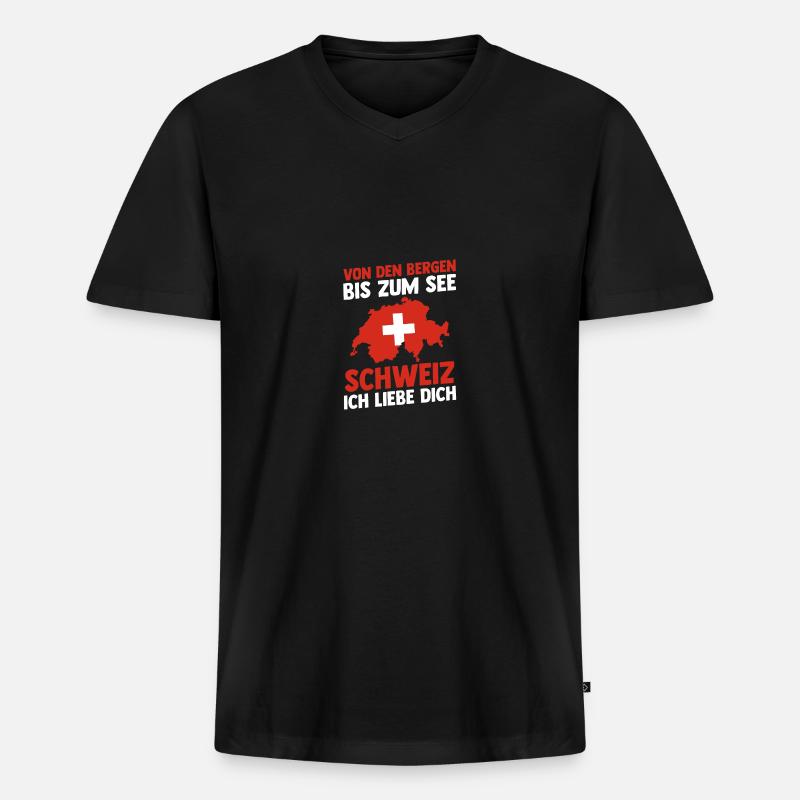 Schweizer Schweiz - Männer Premium Bio T-Shirt mit V-Ausschnitt - Schwarz