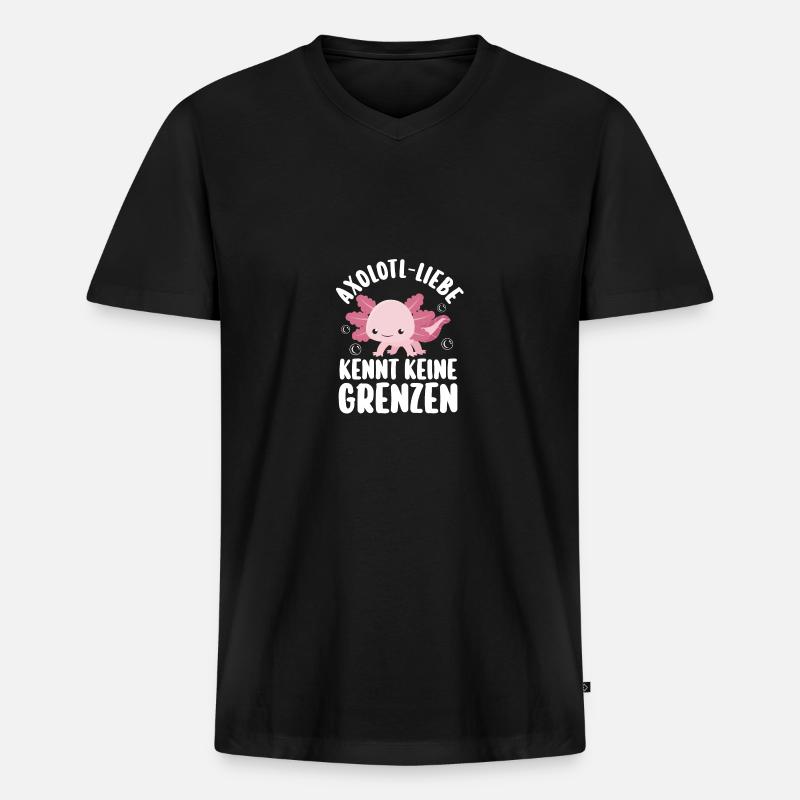 Axolotl - Männer Premium Bio T-Shirt mit V-Ausschnitt - Schwarz