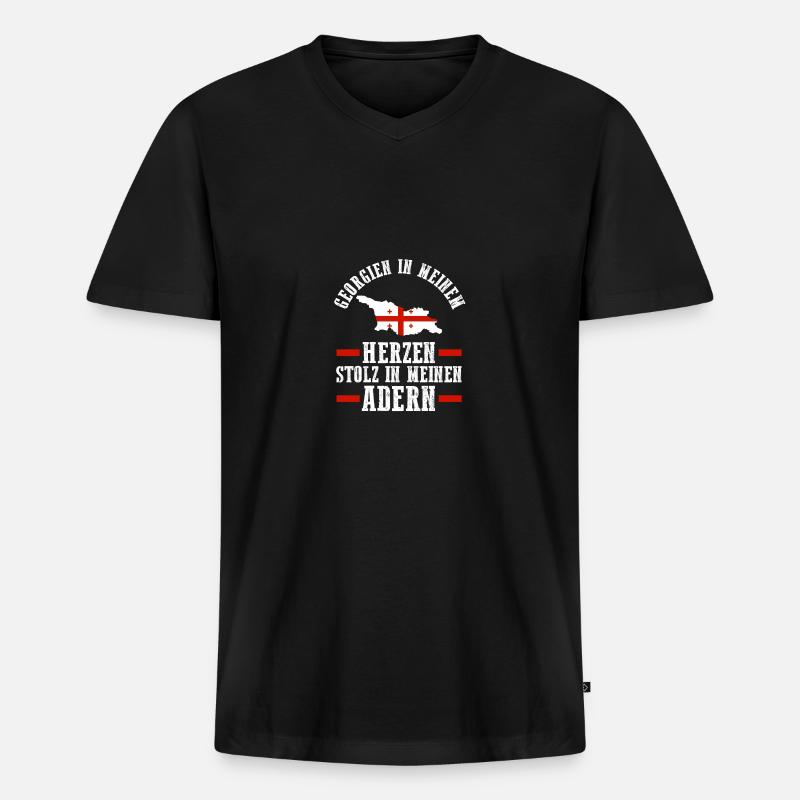 Georgier Georgien - Männer Premium Bio T-Shirt mit V-Ausschnitt - Schwarz