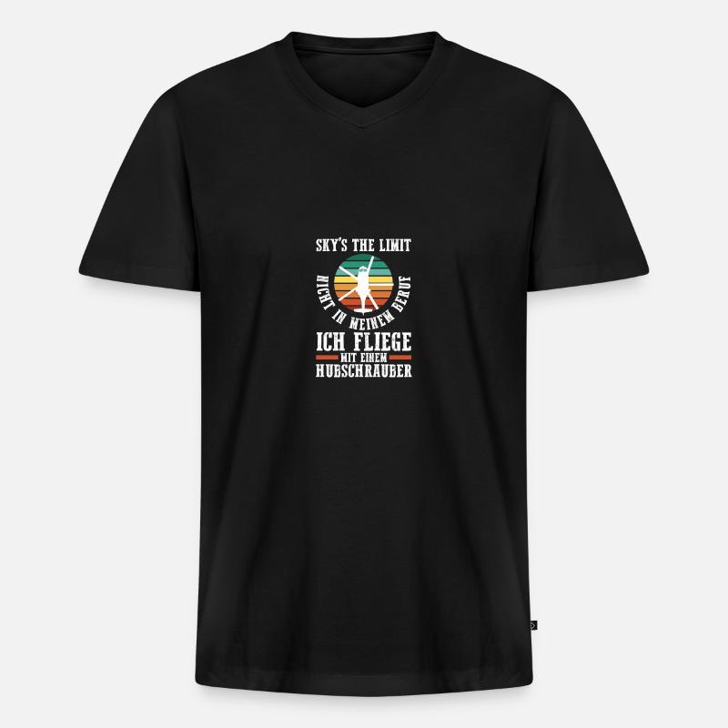 Pilot Helikopter Hubschrauber - Männer Premium Bio T-Shirt mit V-Ausschnitt - Schwarz