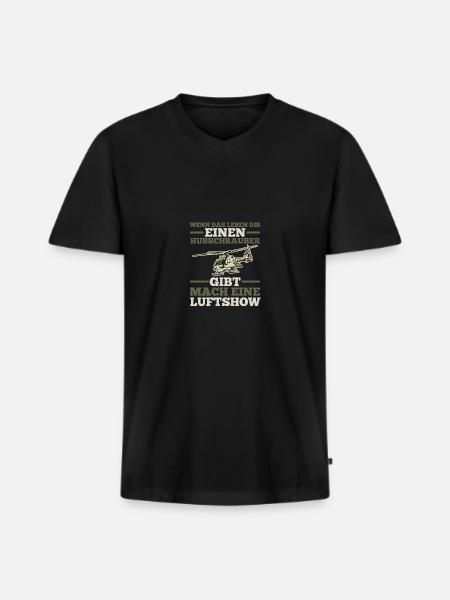 Pilot Helicopter Helicopter - Men's Premium Organic T-shirt with V-neck - black