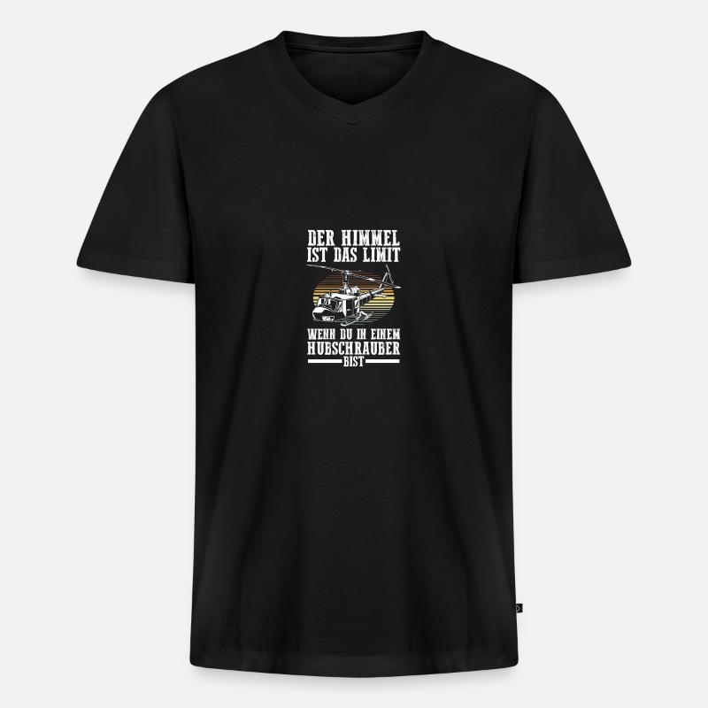 Pilot Helikopter Hubschrauber - Männer Premium Bio T-Shirt mit V-Ausschnitt - Schwarz