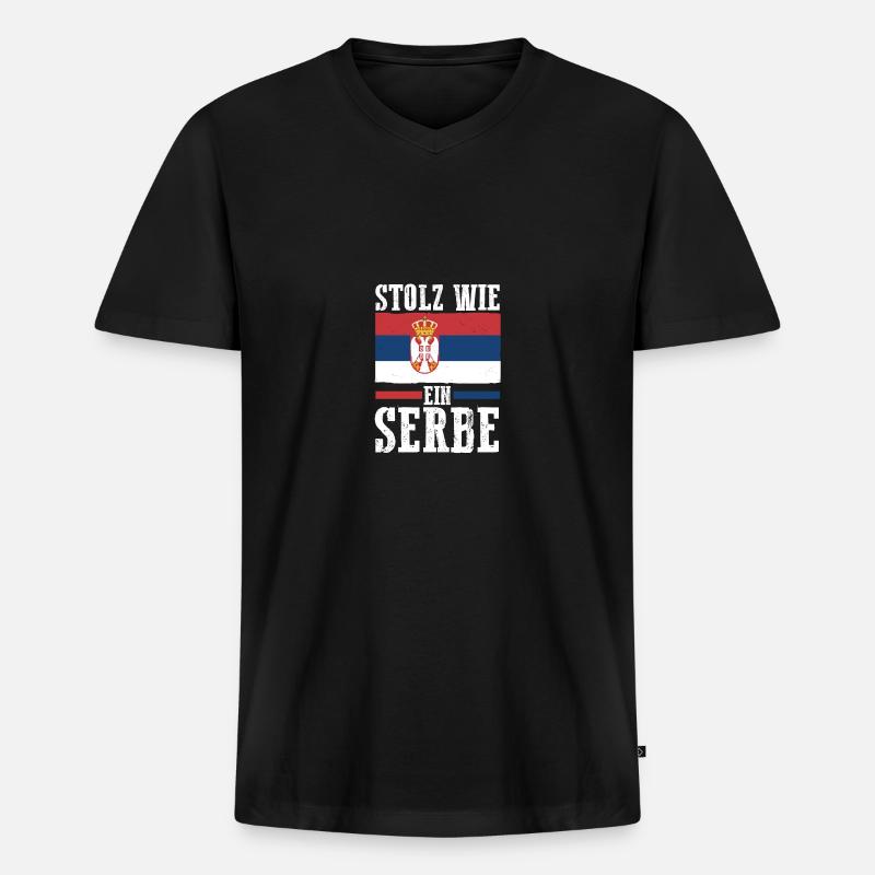 Serben Serbisch Serbien - Männer Premium Bio T-Shirt mit V-Ausschnitt - Schwarz