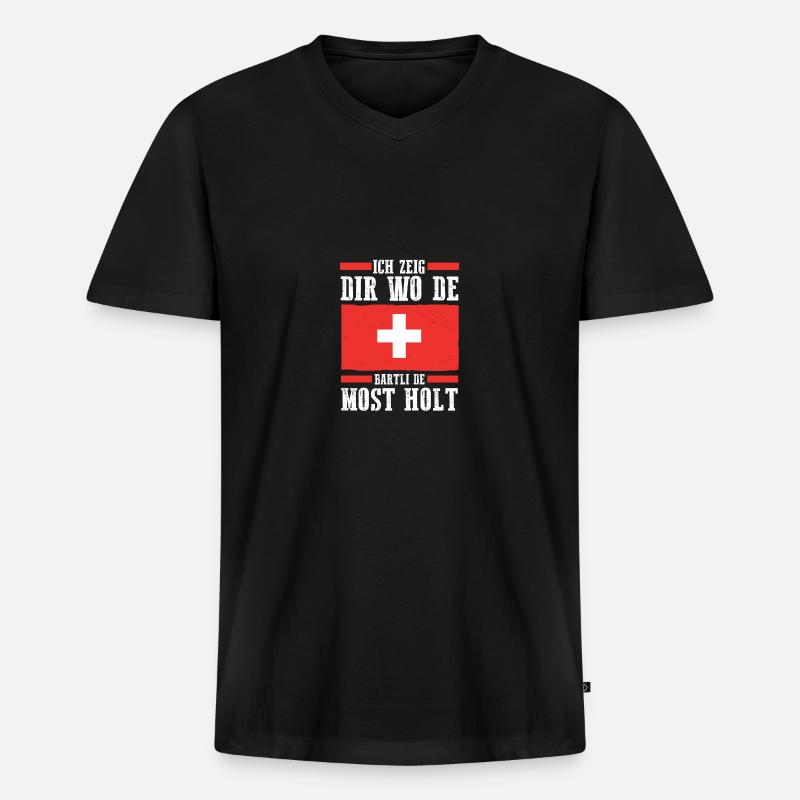 Schweizer Schweiz - Männer Premium Bio T-Shirt mit V-Ausschnitt - Schwarz