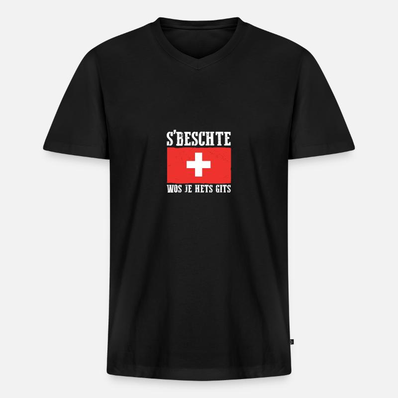 Schweizer Schweiz - Männer Premium Bio T-Shirt mit V-Ausschnitt - Schwarz