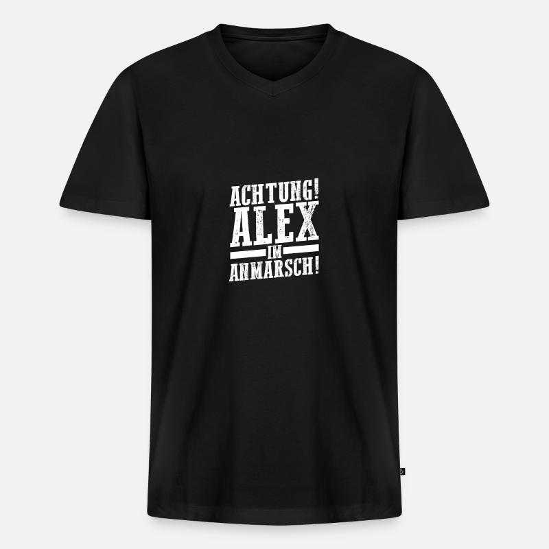 Alexander Alexandra Alexa Alex - Männer Premium Bio T-Shirt mit V-Ausschnitt - Schwarz