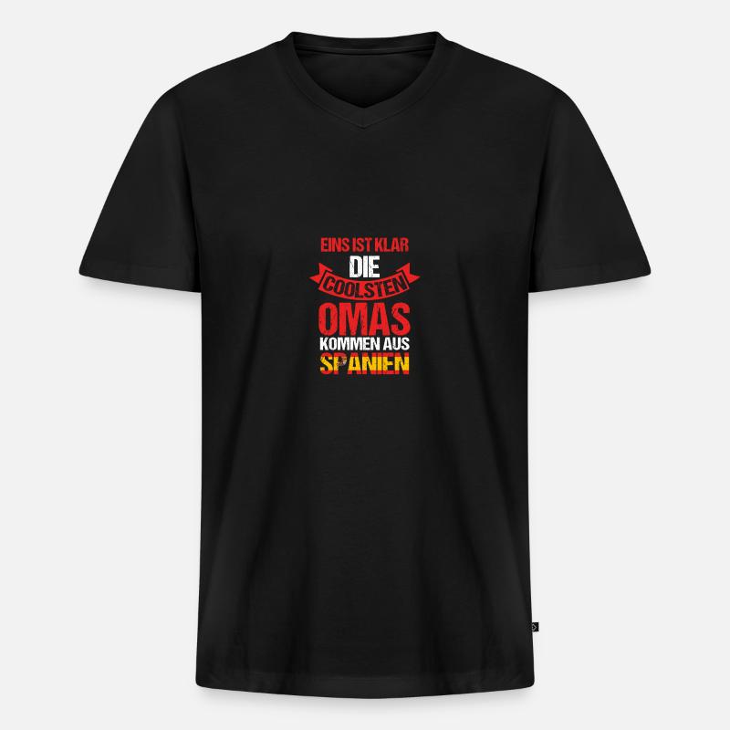 Spanier Oma Großmutter Spanien - Männer Premium Bio T-Shirt mit V-Ausschnitt - Schwarz