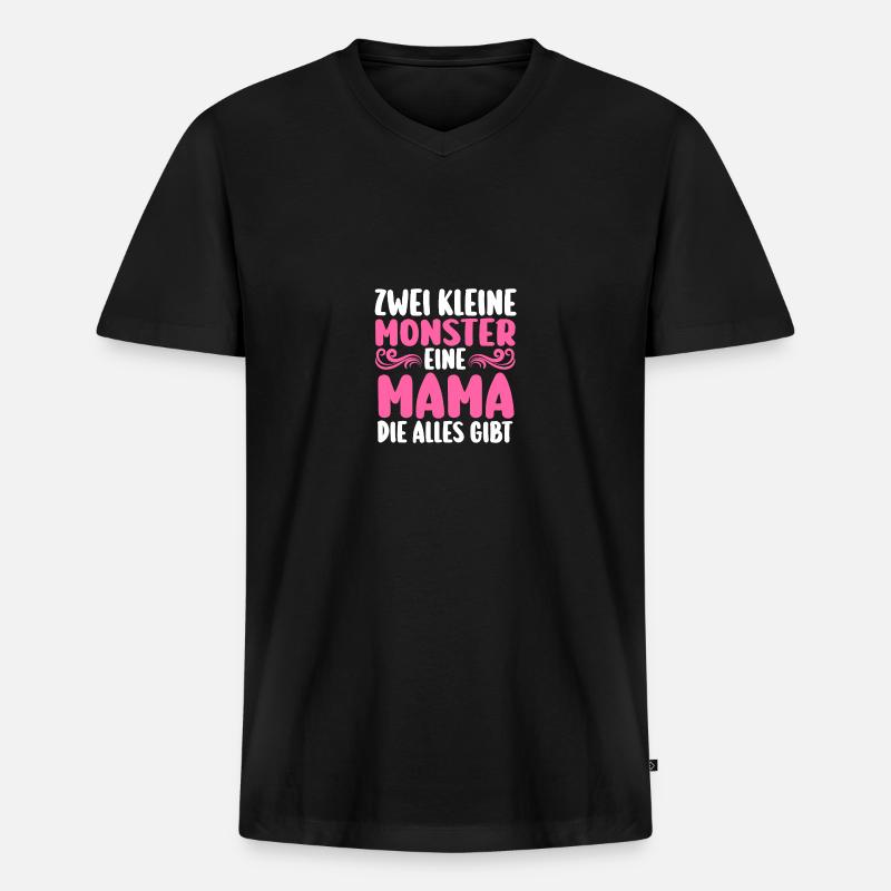 Mama Von 2 Kindern - Männer Premium Bio T-Shirt mit V-Ausschnitt - Schwarz