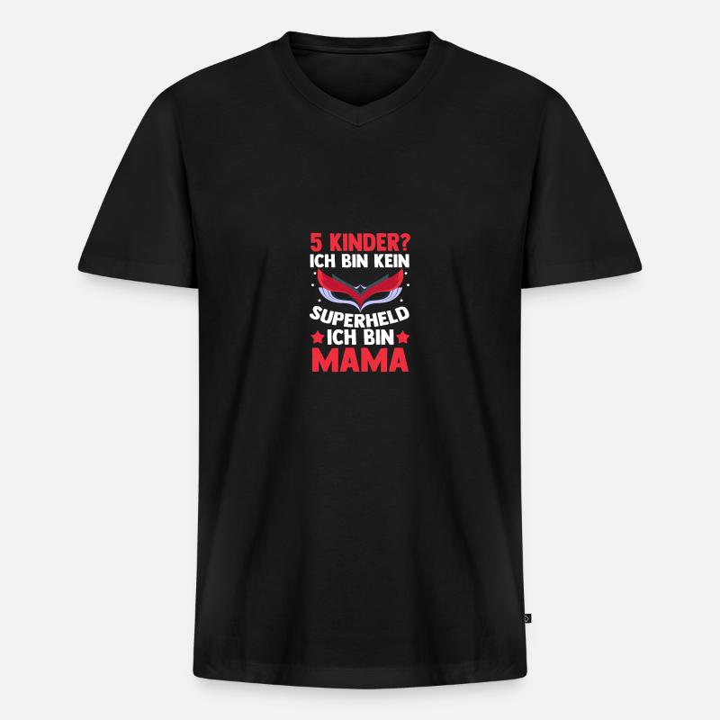 Mama Von 5 Kindern Superheldin - Männer Premium Bio T-Shirt mit V-Ausschnitt - Schwarz