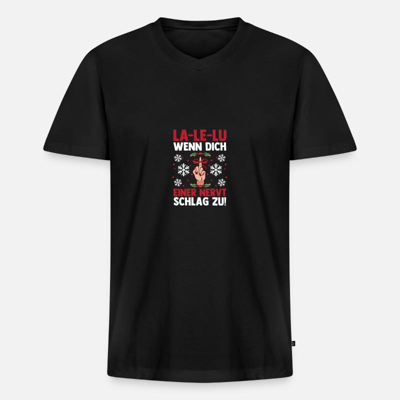 Weihnachtsmann Mittelfinger Weihnachten - Männer Premium Bio T-Shirt mit V-Ausschnitt - Schwarz