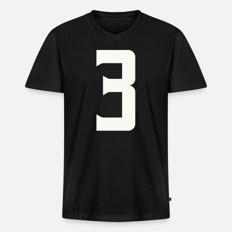 3 - Männer Premium Bio T-Shirt mit V-Ausschnitt - Schwarz